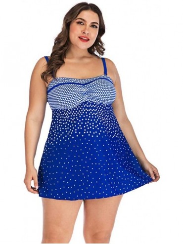 Sets Bikini Sets Womens Plus Size Swimming Split Swimsuit Swimwear Push Up Beach - Blue - CD18NYKZ4OO $42.91