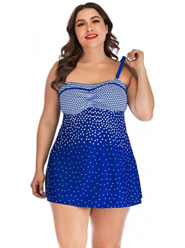 Sets Bikini Sets Womens Plus Size Swimming Split Swimsuit Swimwear Push Up Beach - Blue - CD18NYKZ4OO $27.10