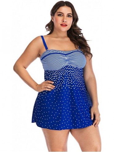Sets Bikini Sets Womens Plus Size Swimming Split Swimsuit Swimwear Push Up Beach - Blue - CD18NYKZ4OO $27.10
