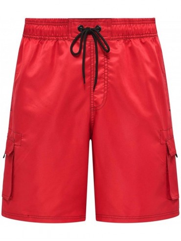 Board Shorts Men's Board Shorts Quick Dry Swim Trunks with Mesh Lining - B Red - C618RUH4UWM $36.55
