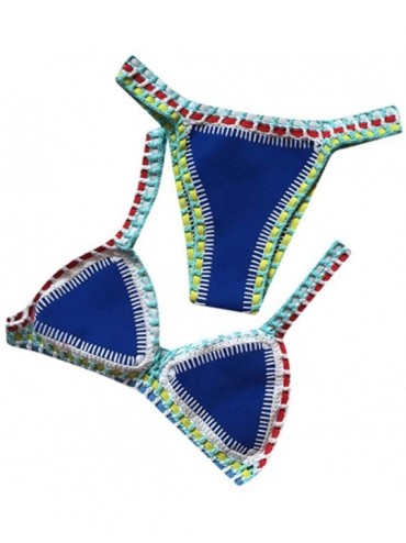 Sets Women Crochet Bikini Bathing Swimsuit Tassel Beachwear Knit 2PCS Bathing Suit BOHO set - Yellow - CT18S6IWD9Q $12.63