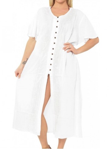 Cover-Ups Women's Midi Beach Dress Summer Casual Elegant Party Dress Embroidered - Cool White_k808 - C1183KYKNM2 $33.74