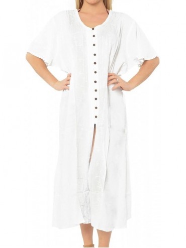 Cover-Ups Women's Midi Beach Dress Summer Casual Elegant Party Dress Embroidered - Cool White_k808 - C1183KYKNM2 $18.89