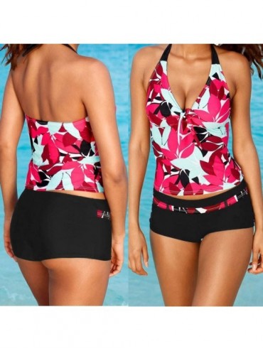 Tankinis Womens Plus Size Swimsuits 2020 Summer New Tankini Set Two Piece Swimwear Tank Tops with Boyshorts Bathing Suit 3 Re...