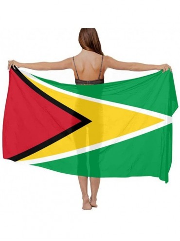 Cover-Ups Women Chiffon Scarf Shawl Wrap Sunscreen Beach Swimsuit Bikini Cover Up - Guyana Flags of Countries - CT190HIXZZD $...