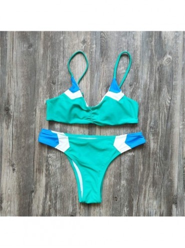 Sets Patchwork Bikini Set Swimsuit Bathing Suit Swimwear Beachwear - green - C018YISUOQZ $47.56
