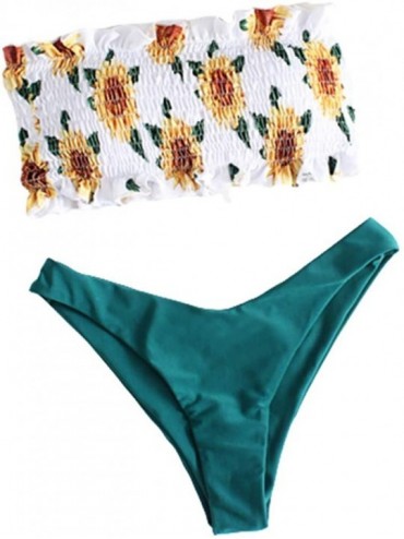 Sets Sunflower Swimsuits for Women Bikini Two Pieces Lace Up Bathsuit Swimwear Beachwear - C-blue - C119C9IIR4S $32.43