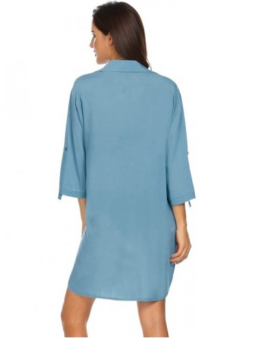 Cover-Ups Women's Cover Up Shirt Swimsuit Beach Bikini Beachwear Bathing Suit - Blue - C4193U36TTY $17.18