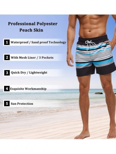Racing Men's Swim Trunks Quick Dry Shorts with Pockets - Multicolor Stripes2 - CV199S60KOX $18.69