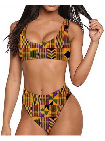 Sets Bikini Set Women Swimwear Two-Piece Push Up Tankini Bathing Suits High Waist Swimsuit - African - CL1960YWRNE $25.20