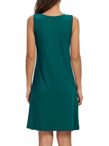 Cover-Ups Women Summer Casual T Shirt Dresses Beach Cover up Side Knot Tank Dress - Dark Green - C319EO9G7X0 $26.65