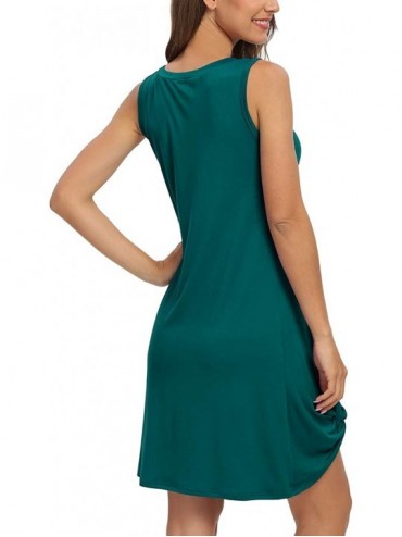 Cover-Ups Women Summer Casual T Shirt Dresses Beach Cover up Side Knot Tank Dress - Dark Green - C319EO9G7X0 $26.65