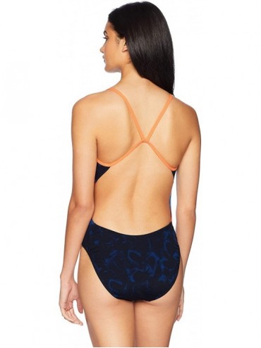Racing Womens Women's Fumoso Cutoutfit Swimsuit - Blue/Coral - CC18CCUQ6QN $39.35