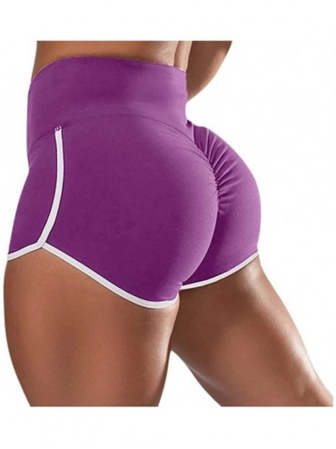 Sets Yoga Pants Skinny Short Trouser Women Summer Sports Pants Large Size Fashion Pants - Purple - CM198RCQ207 $27.56