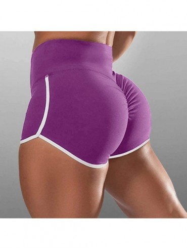Sets Yoga Pants Skinny Short Trouser Women Summer Sports Pants Large Size Fashion Pants - Purple - CM198RCQ207 $17.04