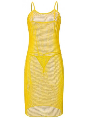 Cover-Ups Cover Up Dress For Swimwear Women Knit Sunscreen Blouse Sexy Fashion Split Straps Long Beach Beach Blouse Skirt Yel...