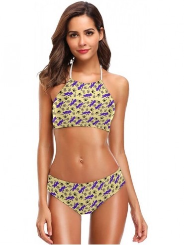 Sets Bikini Bathing Suit Womens 2 Piece Halter Neack High Waist Padded Sexy Swimsuit - Color18 - CY196YS8KXD $51.98