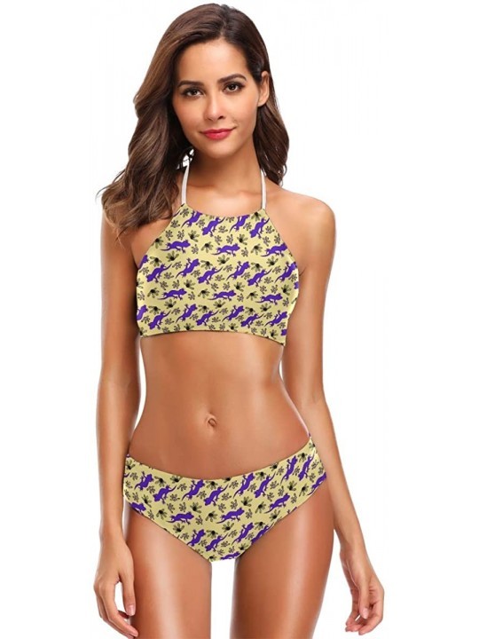 Sets Bikini Bathing Suit Womens 2 Piece Halter Neack High Waist Padded Sexy Swimsuit - Color18 - CY196YS8KXD $29.79