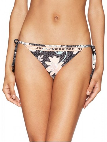 Bottoms Women's Tie Side Hipster Cheeky Coverage Bikini Bottom Swimsuit - Bali Hai Black - CZ187ME4U8W $82.50