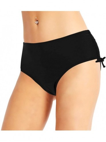 Board Shorts Women's Swim Brief Beach Boy Shorts Swimwear with Adjustable Ties - Black B - CU18RLYWKSE $9.98