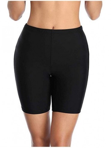 Tankinis Womens Solid Colour High Waist Mesh Tankini Bottoms Tummy Control Swimsuit Briefs Pants - Black - C4196M9KOSI $23.41