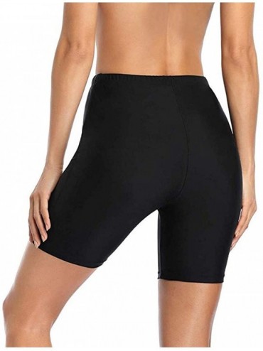 Tankinis Womens Solid Colour High Waist Mesh Tankini Bottoms Tummy Control Swimsuit Briefs Pants - Black - C4196M9KOSI $12.83