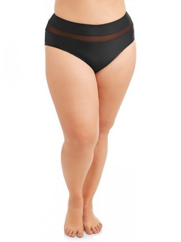 Bottoms Womens Plus-Size Mesh Insert High-Waist Swimsuit Bottom Size 2X Black - CV18XRQYWKU $29.58