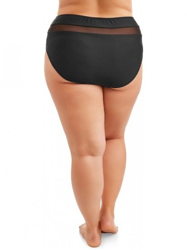 Bottoms Womens Plus-Size Mesh Insert High-Waist Swimsuit Bottom Size 2X Black - CV18XRQYWKU $16.21