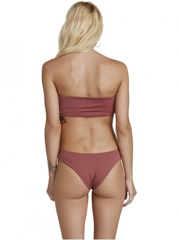 Bottoms Fabulous Seamless Minimal Coverage Cheeky Low Waist Fit Hi Leg Cut Bikini Bottom Bathing Swimsuit for Women Mauve - C...