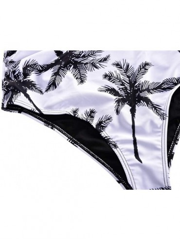 Sets Women's High Waisted Bikini Flounce Crop Top Swimsuits Two Piece Bathing Suits - Black Leaf-2 - CR19CZHCWML $27.10