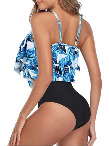 Racing Womens Tankini Swimsuits High Waisted Bikini Ruffled Top Tummy Control Two Piece Bathing Suits Swimwear 04 Blue Print ...