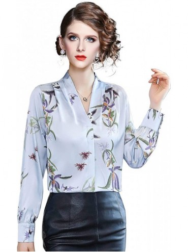 Sets Women's Collared Paisley-Inspired Shirt Long Sleeve Button up Casual Blouse Top - White13141 - CU19ELT6MUO $46.11