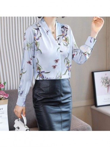 Sets Women's Collared Paisley-Inspired Shirt Long Sleeve Button up Casual Blouse Top - White13141 - CU19ELT6MUO $27.79