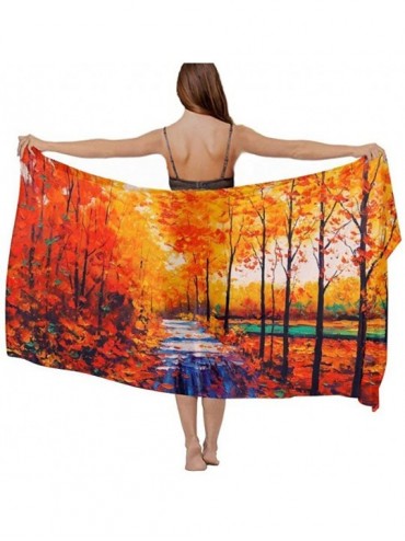 Cover-Ups Women's Swimwear Cover Ups- Summer Vacation Beach Sarong Soft Shawl Wrap - Beautiful Maple Painting - C919C40HHX0 $...