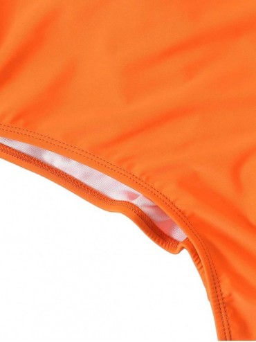 One-Pieces Women's Sexy Bathing Suits Solid Color Criss Cross Open Back One Piece Swimwear - Orange - CE18QZ7Q8N5 $10.13