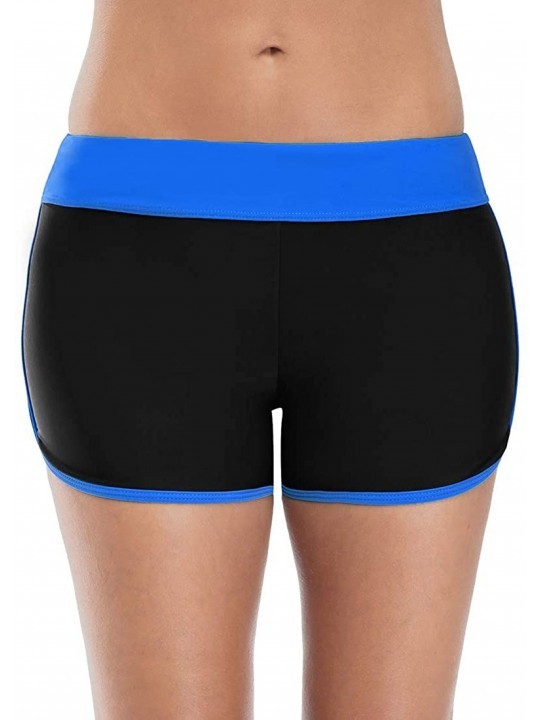 Bottoms Women Swim Shorts Boardshort Wide Waistband Boyshort Tankini Bottoms - Blue - CG18ESHQAR2 $8.91