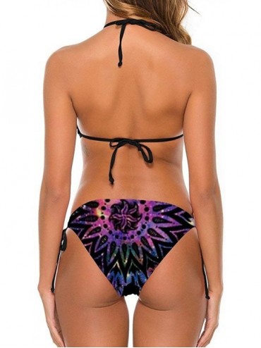 Sets Women's Stylish Sexy Bikini Set Two Piece Halter Summer Beach Swimsuits - Mandala Flowers Mysterious Printing - CD190WQZ...