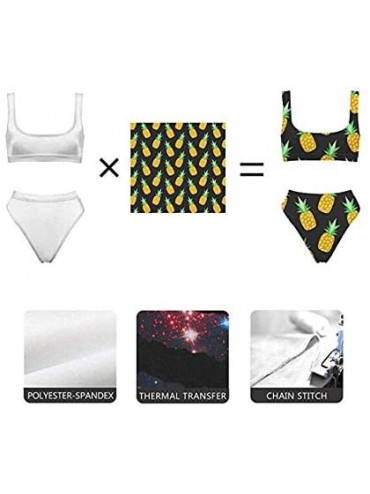 Sets Womens Two Pieces Bikini Sets High Waisted High Cut Cheeky Bottom Scoop Neck Low Cut Print Swimsuit African Style - CU19...