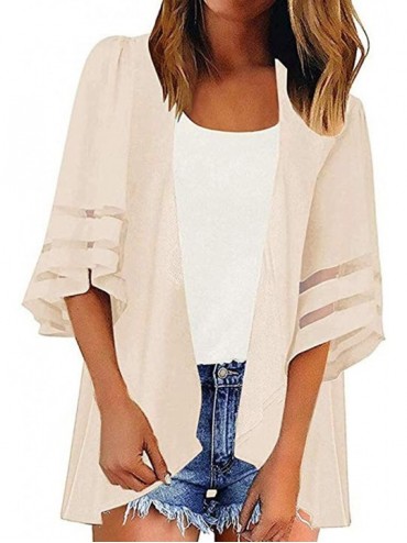 Cover-Ups Kimono for Womens- Fashion Cover Blouse Tops Print Beach Smock Cardigans - 0210beige - C918WCKLAH9 $13.04