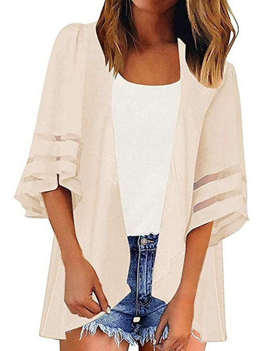 Cover-Ups Kimono for Womens- Fashion Cover Blouse Tops Print Beach Smock Cardigans - 0210beige - C918WCKLAH9 $13.04