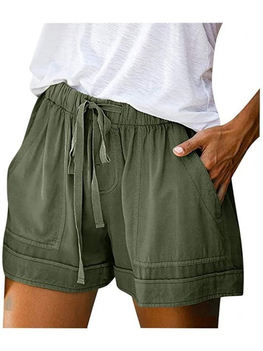 Board Shorts Comfy Drawstring Women Plus Shorts Elastic Waist - D Army Green - C4190WT9H3L $14.31