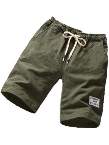 Board Shorts Solid Swim Trunks for Men Loose Sports Running Swim Board Shorts - Army Green - C918QXYQ7XO $22.56