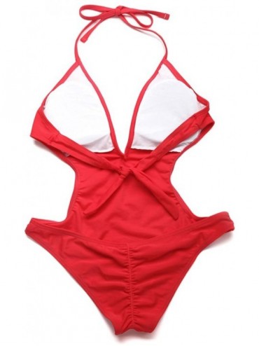 One-Pieces XSY Fringe Monokini One Piece Swimsuit Plus Size M to XXL - 03-red - CK12F8HSBQB $16.63