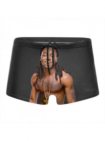 Briefs Lil Wayne Men's Beach Swimming Trunks Boxer Brief Swimsuit Swim Underwear Boardshorts - Black - CA196M56Z83 $35.25