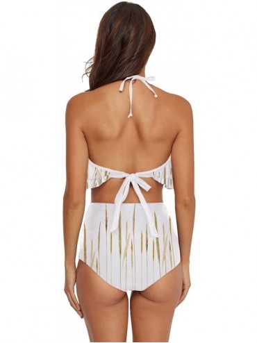 Board Shorts Women Ruffle Halter Swimsuit Backless Bikini Set Floral - Multi 36 - CC190ECTLZQ $39.95