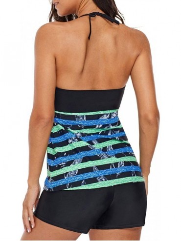 Racing Womens Striped Print Racerback Tankini Swim Top No Bottom Swimsuit - Green-859 - C118LG776CR $15.77