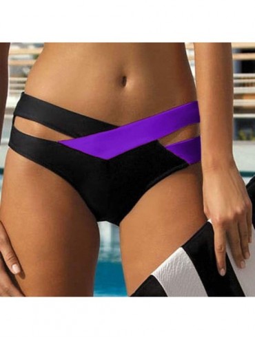 Sets Sexy Criss Cross Printing Halter Bandage Bikini Set Hawaii Bathing Suit Two Piece Swimsuits - Purple - CJ194DNIL09 $17.31