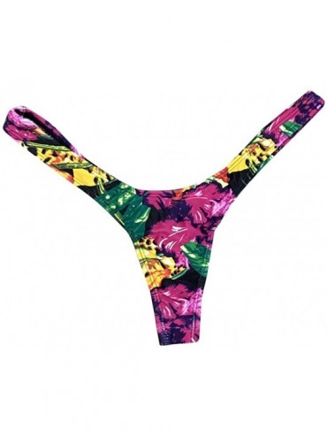 Tankinis Women Brazilian Cheeky Bikini Bottom Side Tie Knot Thong Bathing Swimsuit Beach Solid G-String - E-green - CR18XMLQS...
