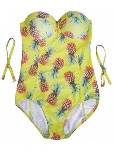 One-Pieces One Piece Swimsuit Monokini Underwired Pineapple Push Up Bra Padded Bandeau Swimwear Beachwear One-Piece Swimsuit ...