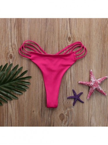 Tankinis Women Bottoms Swimsuit Bikini Swimwear Cheeky Thong V Swim Trunks - Hot Pink - CD194MYSXZU $9.64